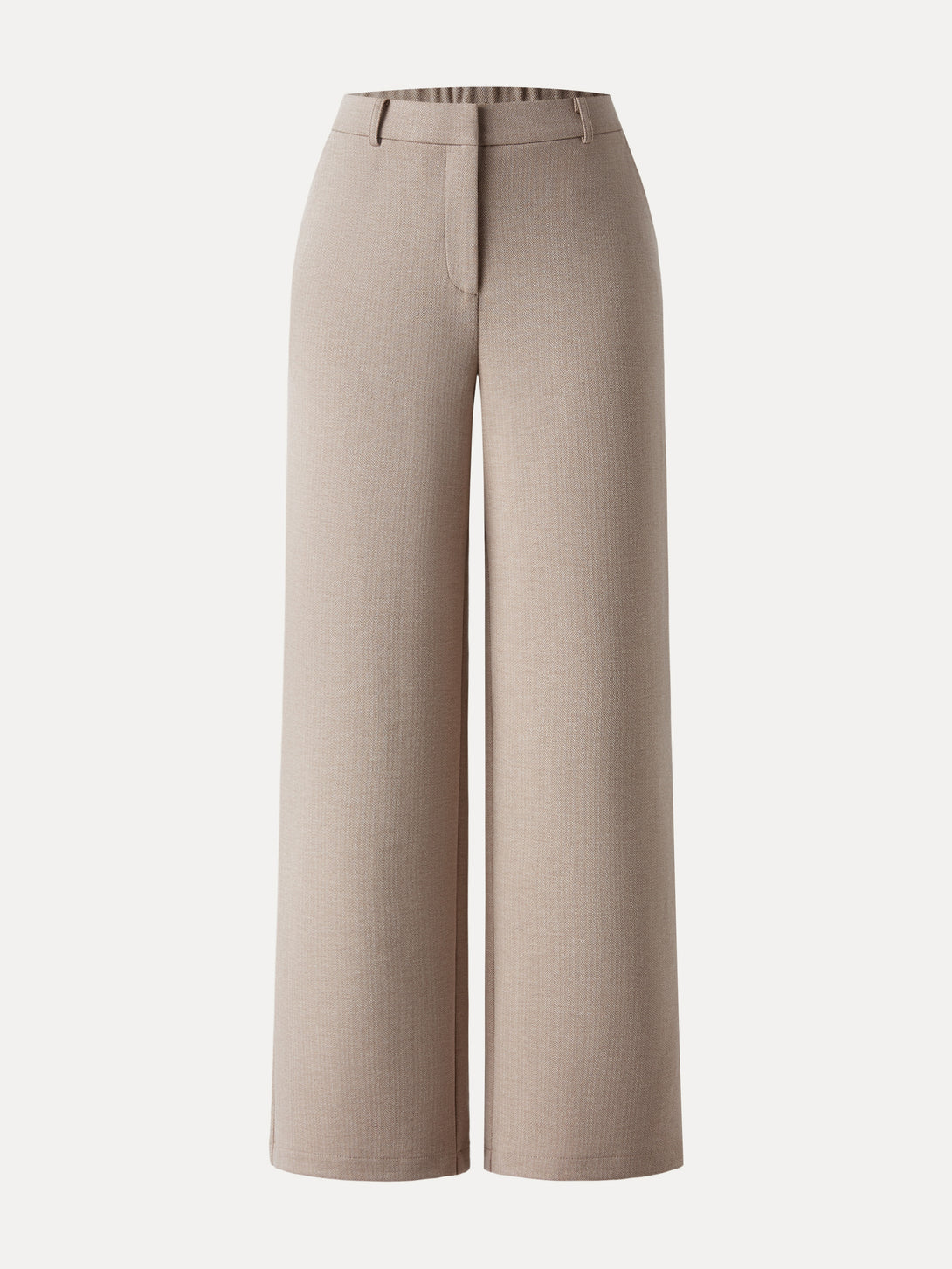 Herringbone Mid Rise Straight Leg Pants with Pockets