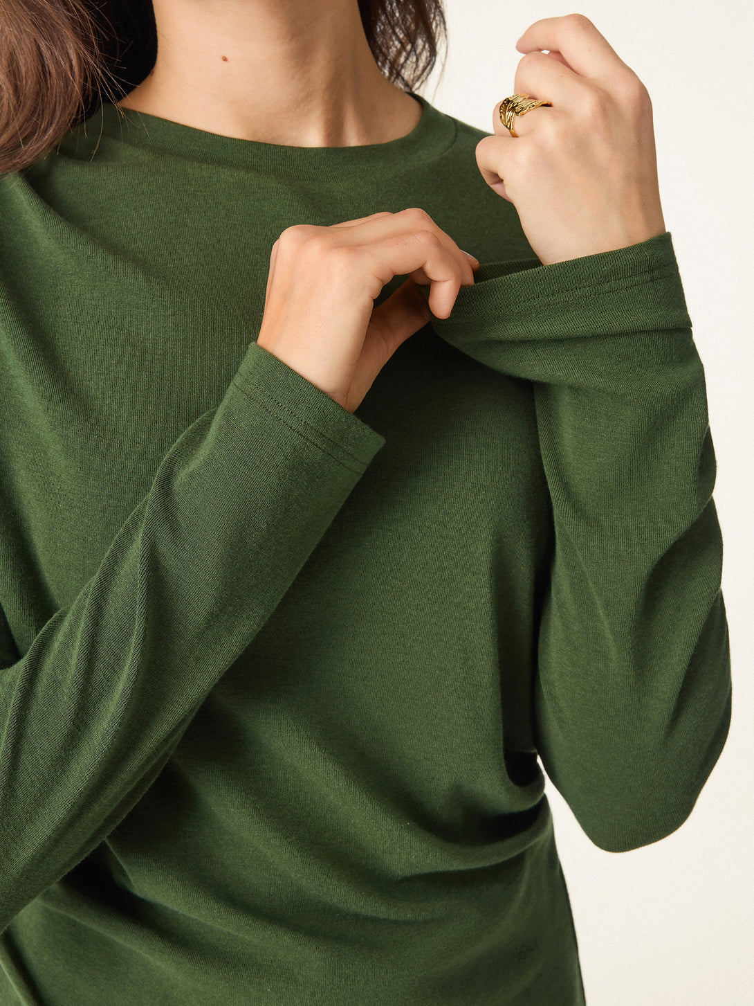 Light Warm Crewneck Tucked Top