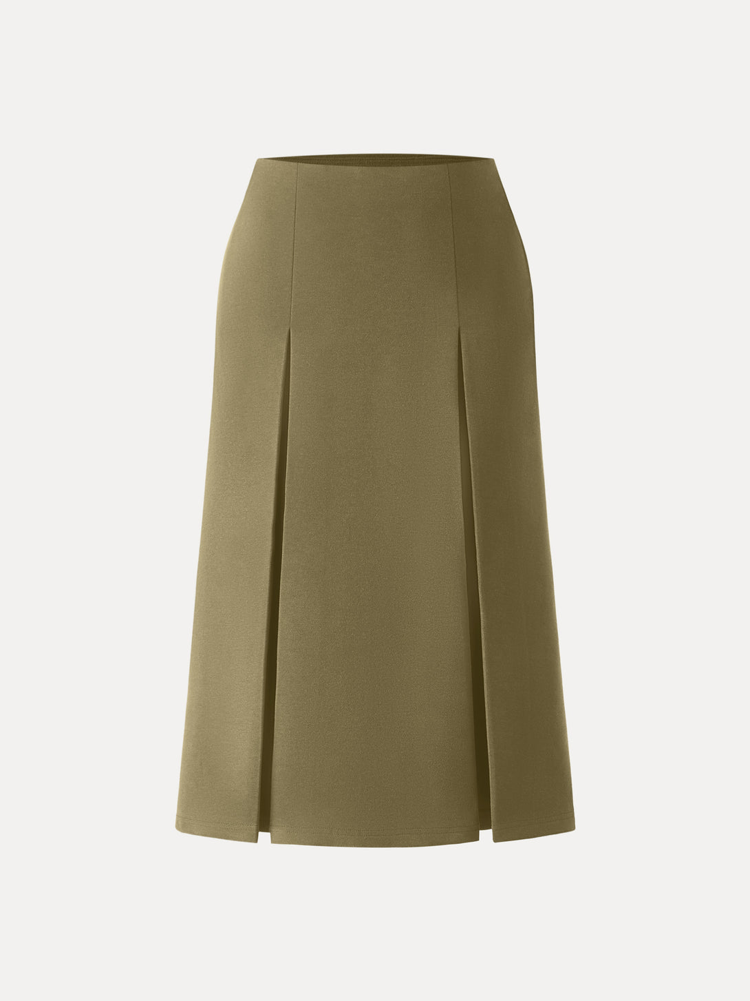 Mid Rise Pleated A-Line Pull-on Skirts with Pockets Brass Olive XS