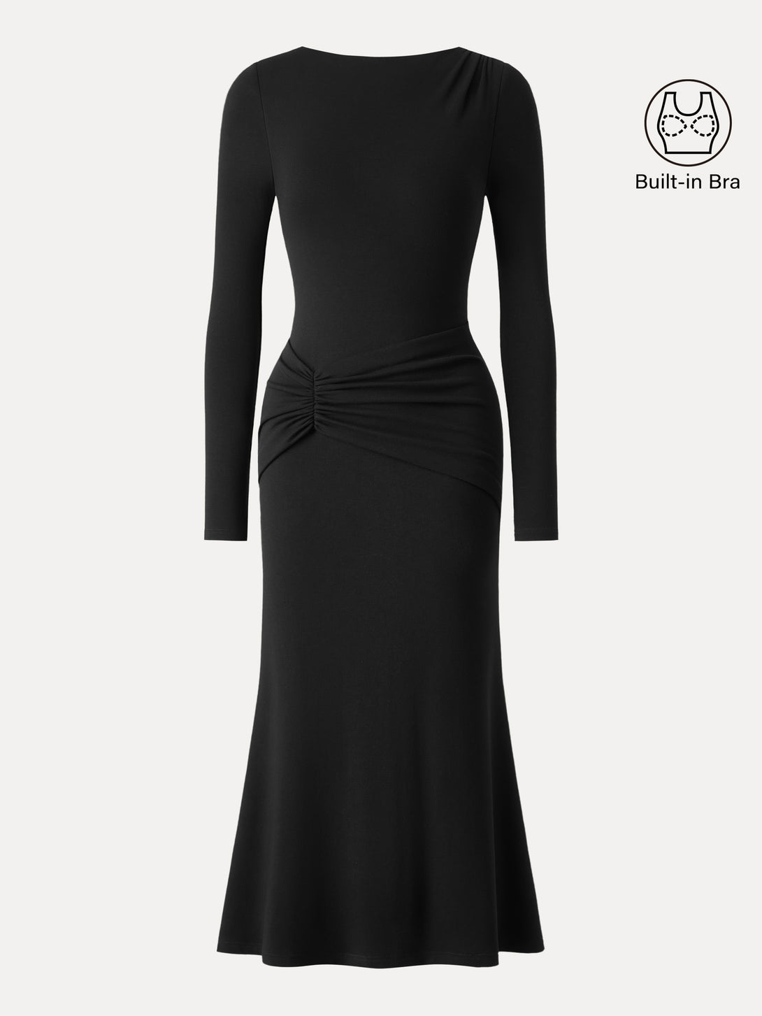 ProWarm Boatneck Gathered Waist Midi Brami Dress