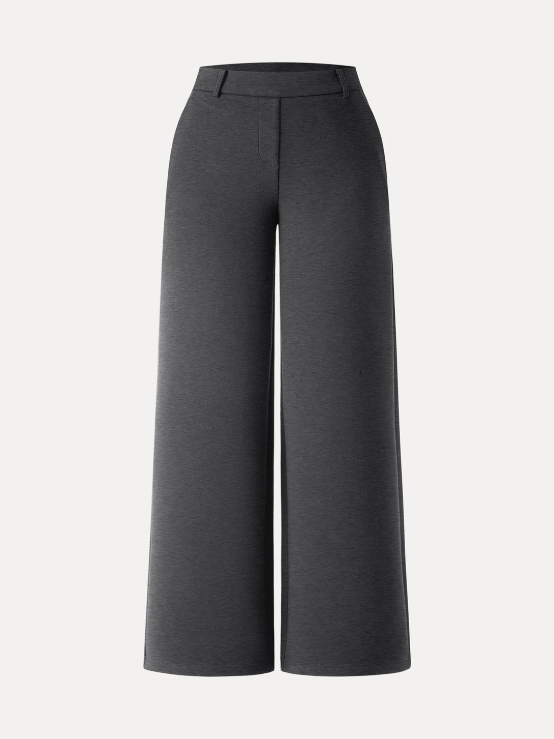 Stretchy Mid Rise Straight Leg Pull-on Pants with Pockets Petite Heather Black