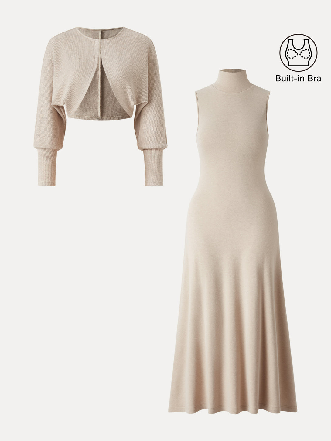 ProWarm Turtleneck Sleeveless Brami Dress with Cardigan