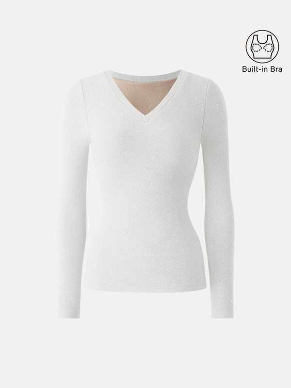MaxWarm V-Neck Long Sleeve Brami White XS