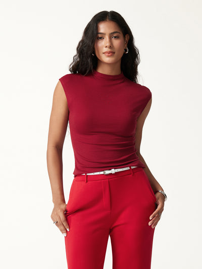 OGLmove Lyocell-Wool Mock Neck Top Retro Red XXS