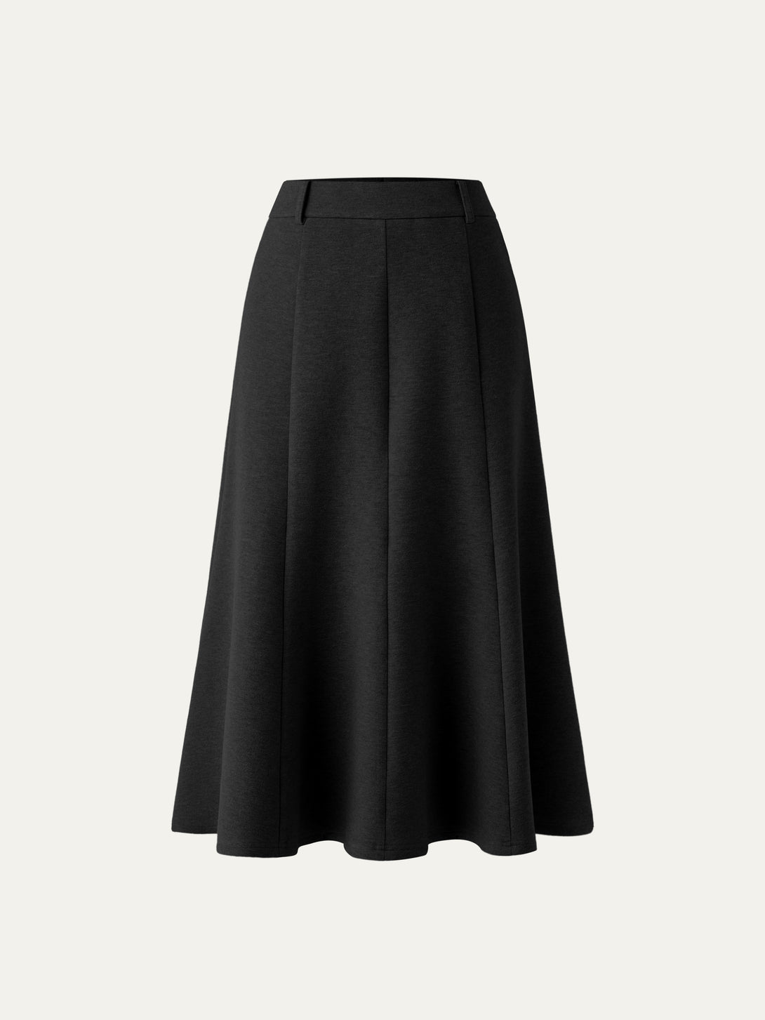 High Waisted Umbrella Hem Midi Skirt Regular Black