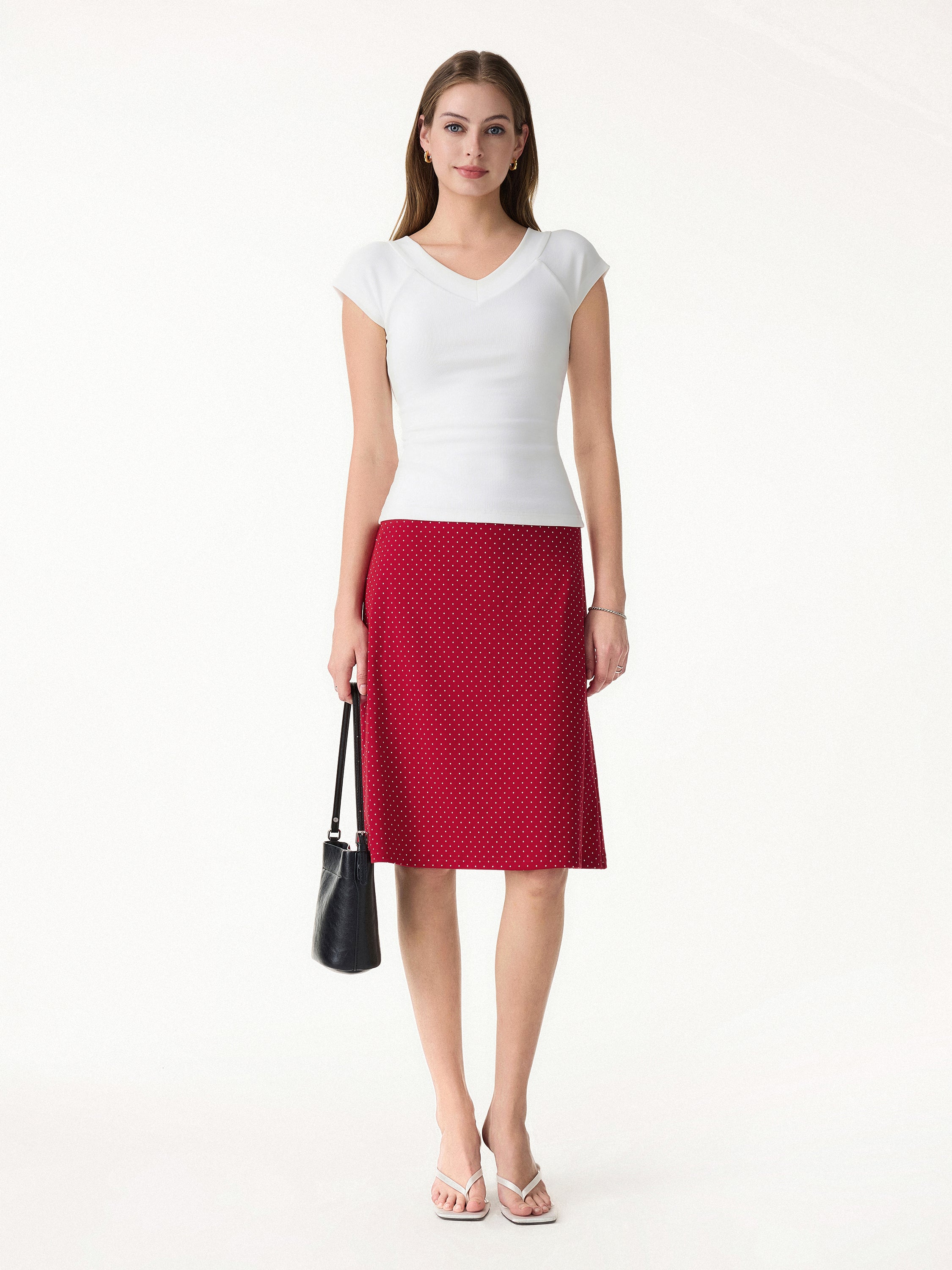 OGL Stretch Cotton Polka Dot A-Line Flare Skirt – OGLmove