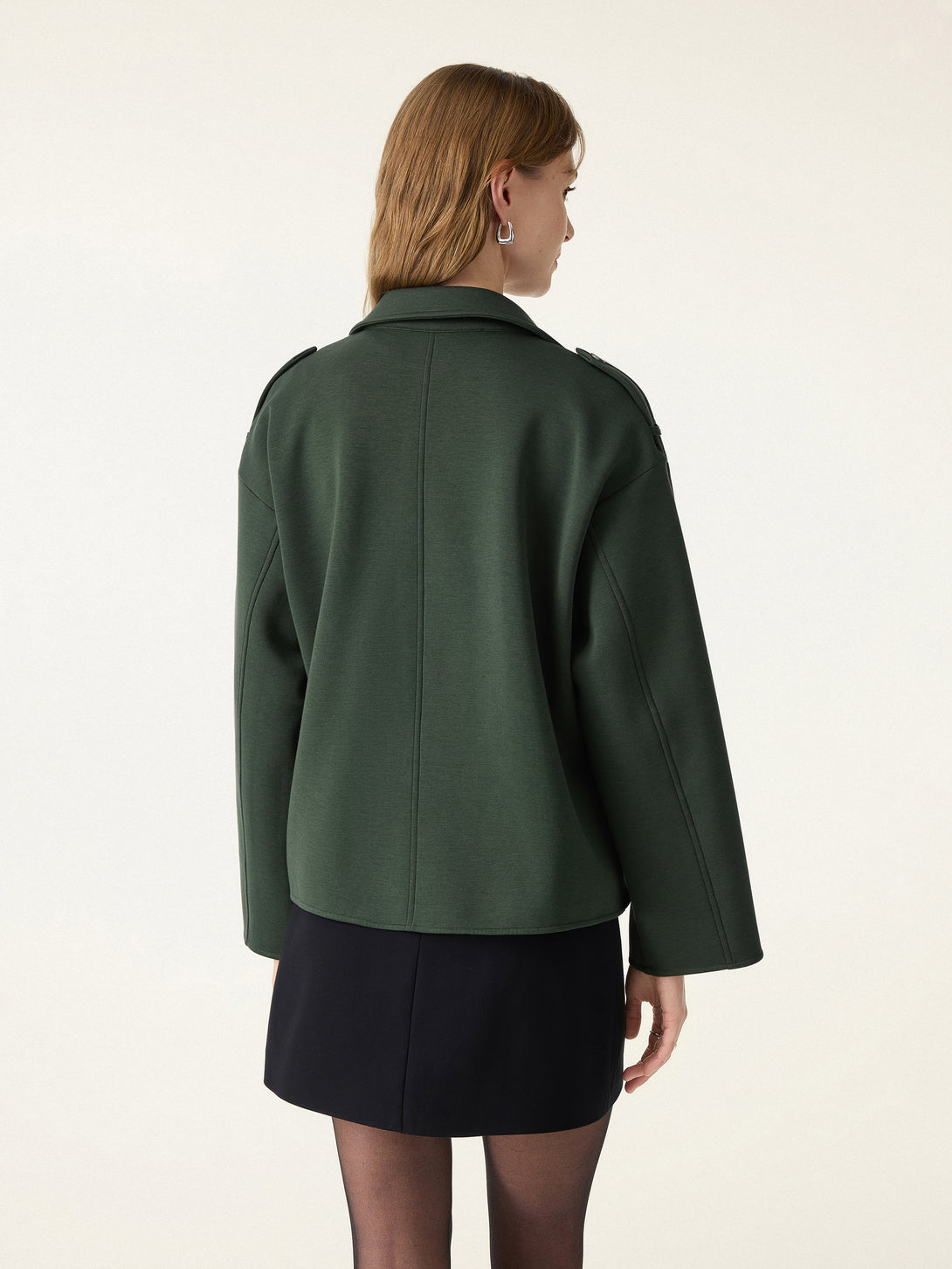 2Pcs Set Convertible Collar Buttoned Coat & Tummy-Control The Comfort Pant