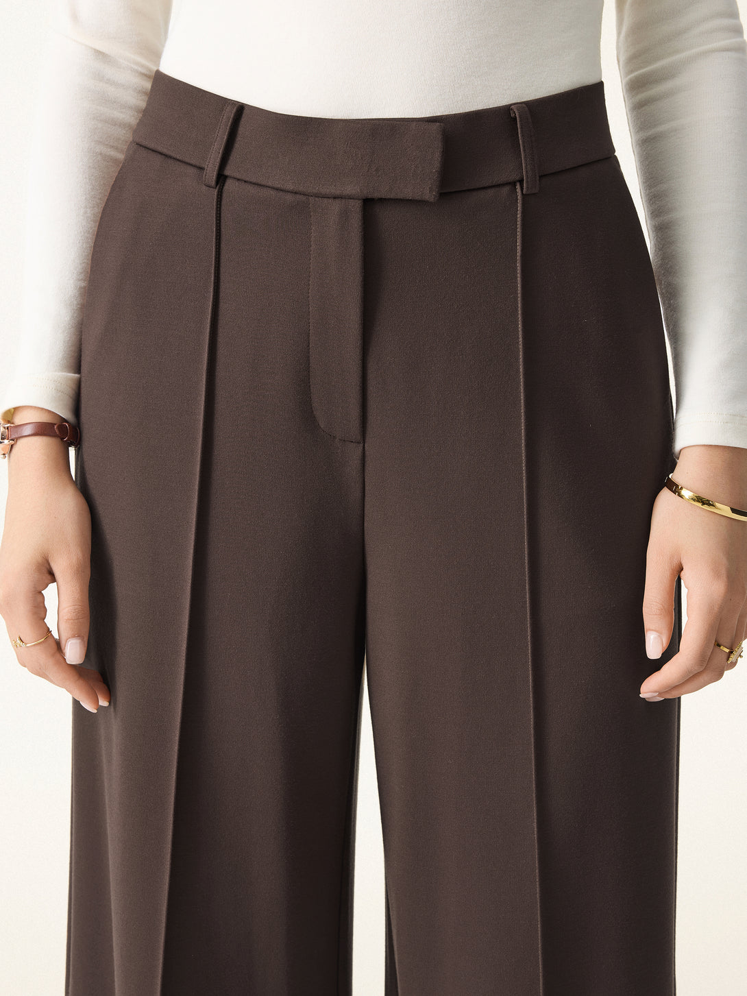 Everyday Mid Rise Wide Leg Trousers with Pockets