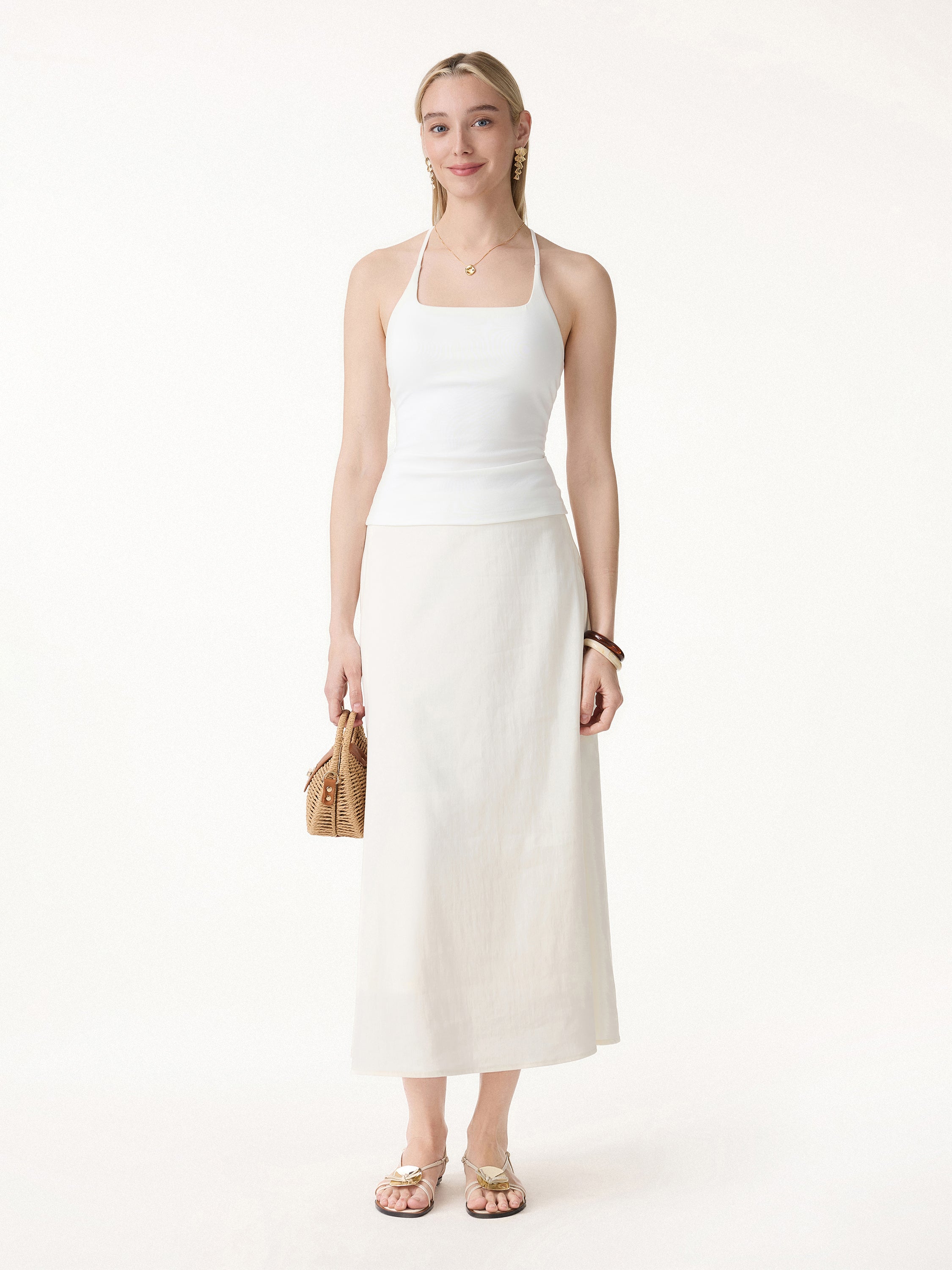 OGL Lyocell-Linen Blend Maxi Flared Pull-On Skirt – OGLmove