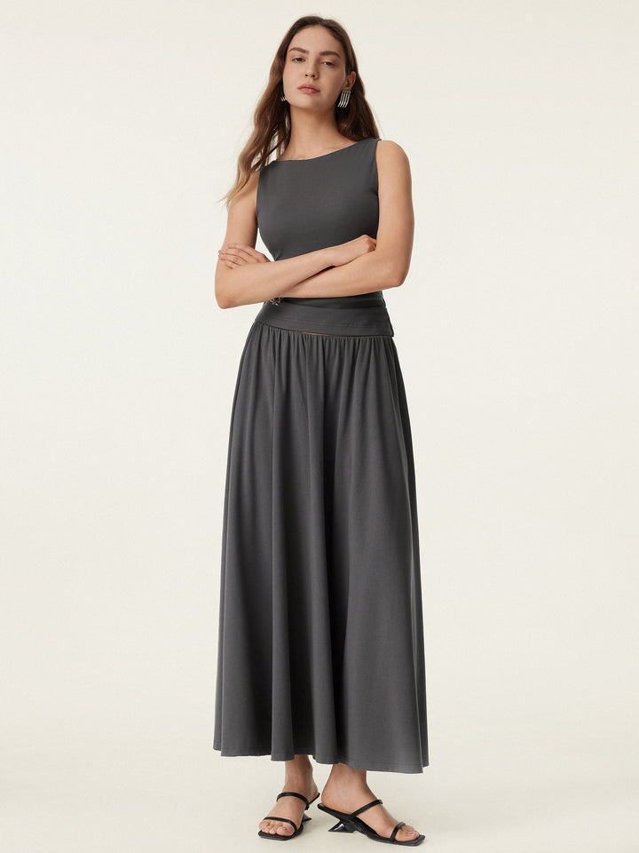 Umbrella Maxi Skirt with Pockets