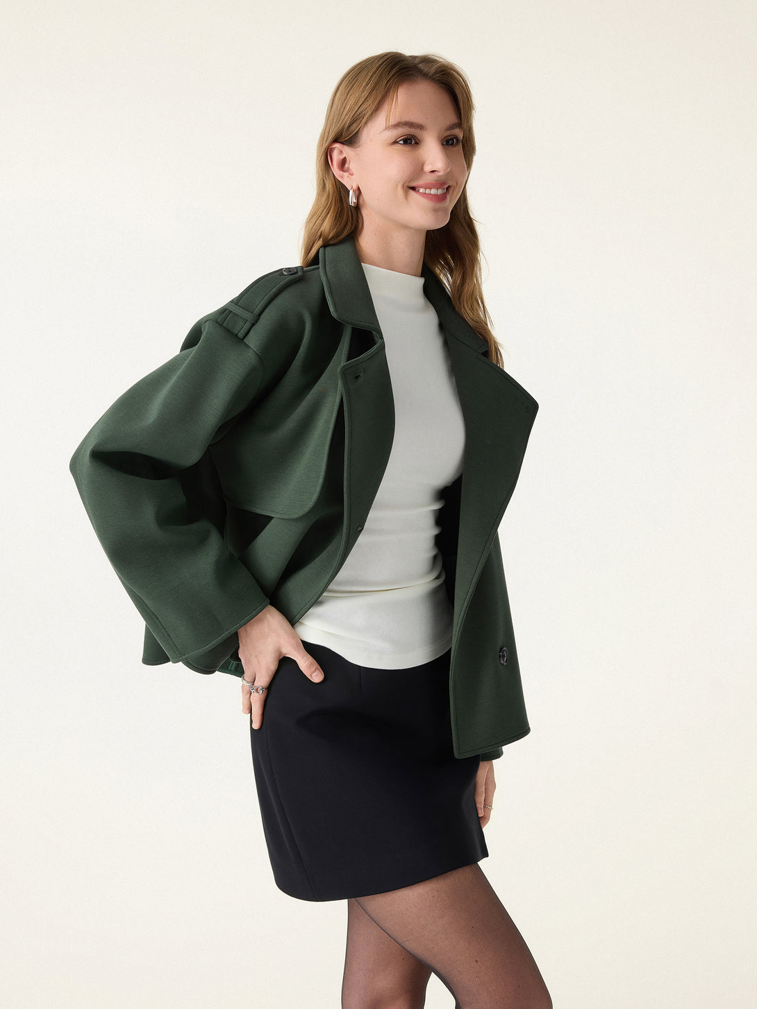 DoubleWarm Convertible Collar Buttoned Coat