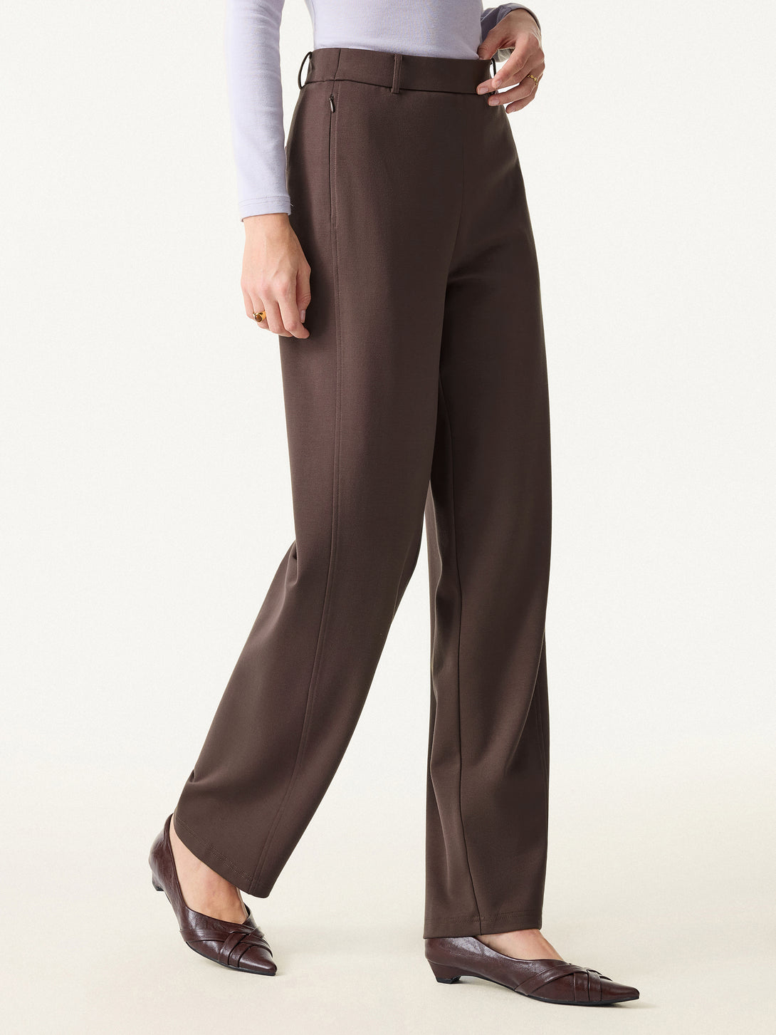 Mid Rise Barrel Leg Pull-on Pants with Pockets