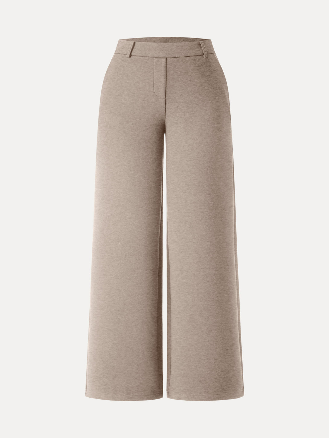 Stretchy Mid Rise Straight Leg Pull-on Pants with Pockets Petite Heather Taupe