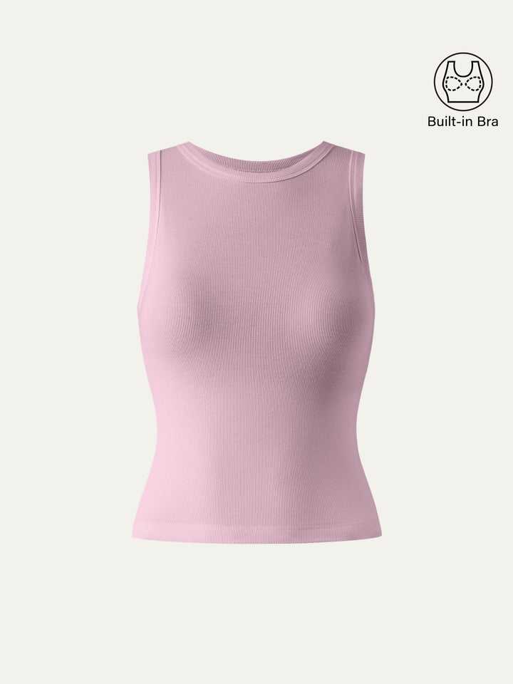 Round Neck Rib Brami Tank Millenial Pink XS