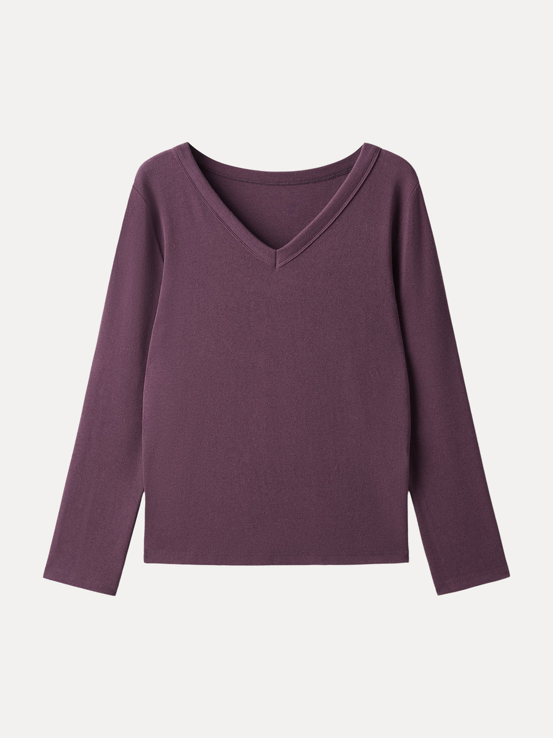 Essential V-neck Long Sleeve Top with Close-fit Hem