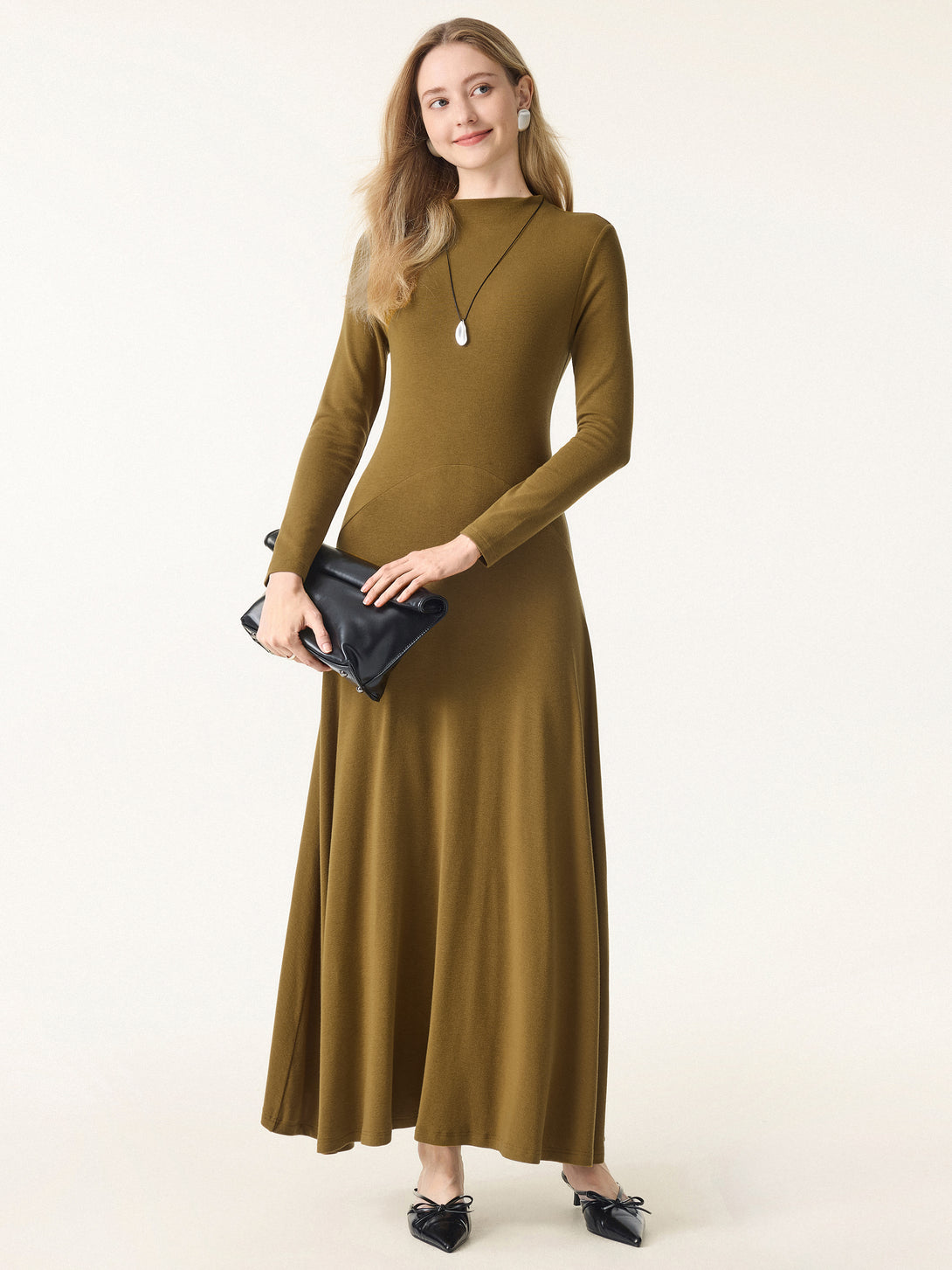 Light Warm Essential Mockneck Maxi Dress