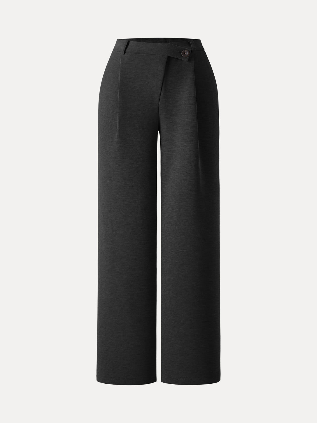 Cozy Warm High Rise Slanted Fly Front Wide Leg Pants Petite Black