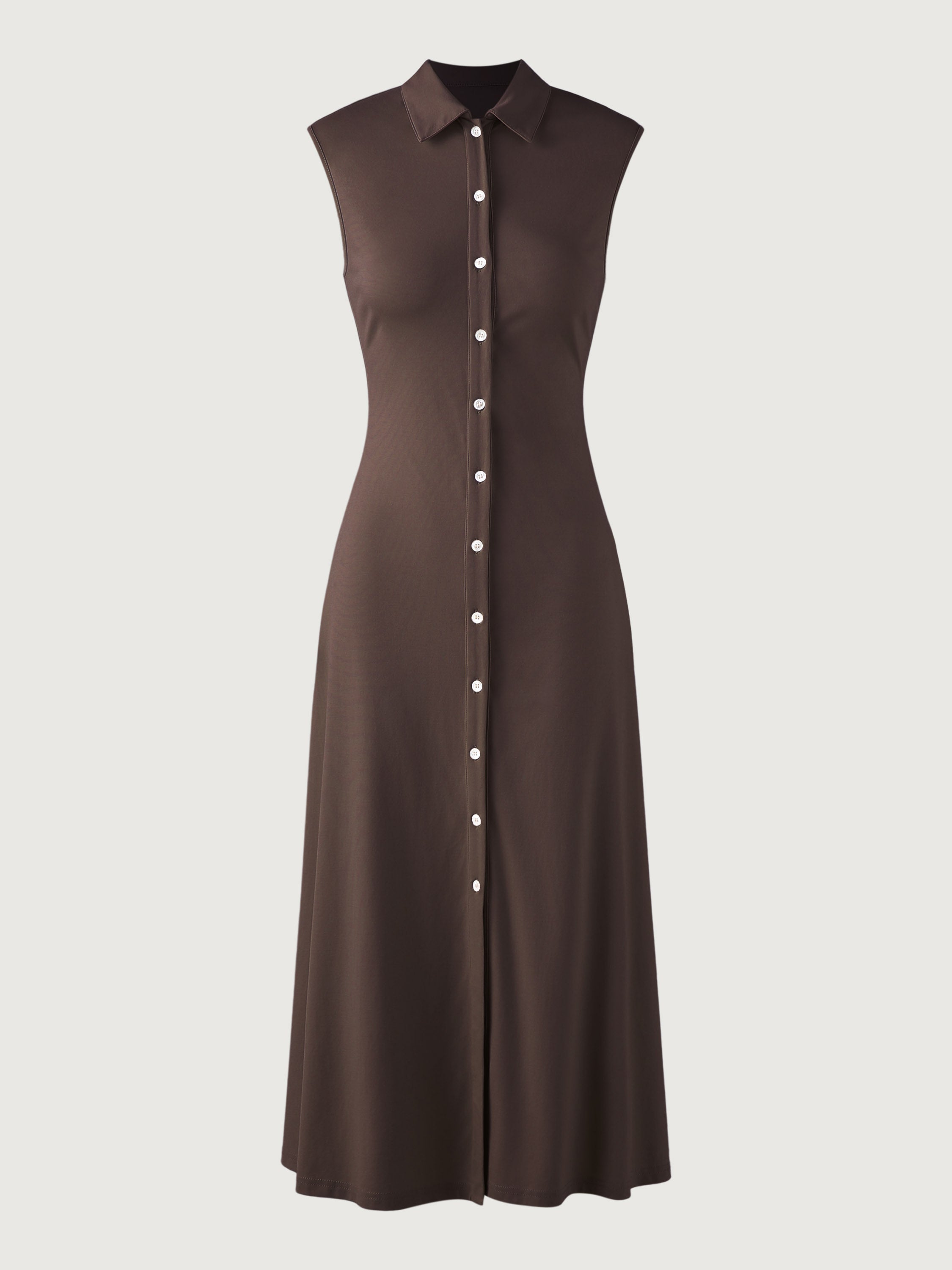 Cap Sleeve Shirt Dress - Dark Cocoa