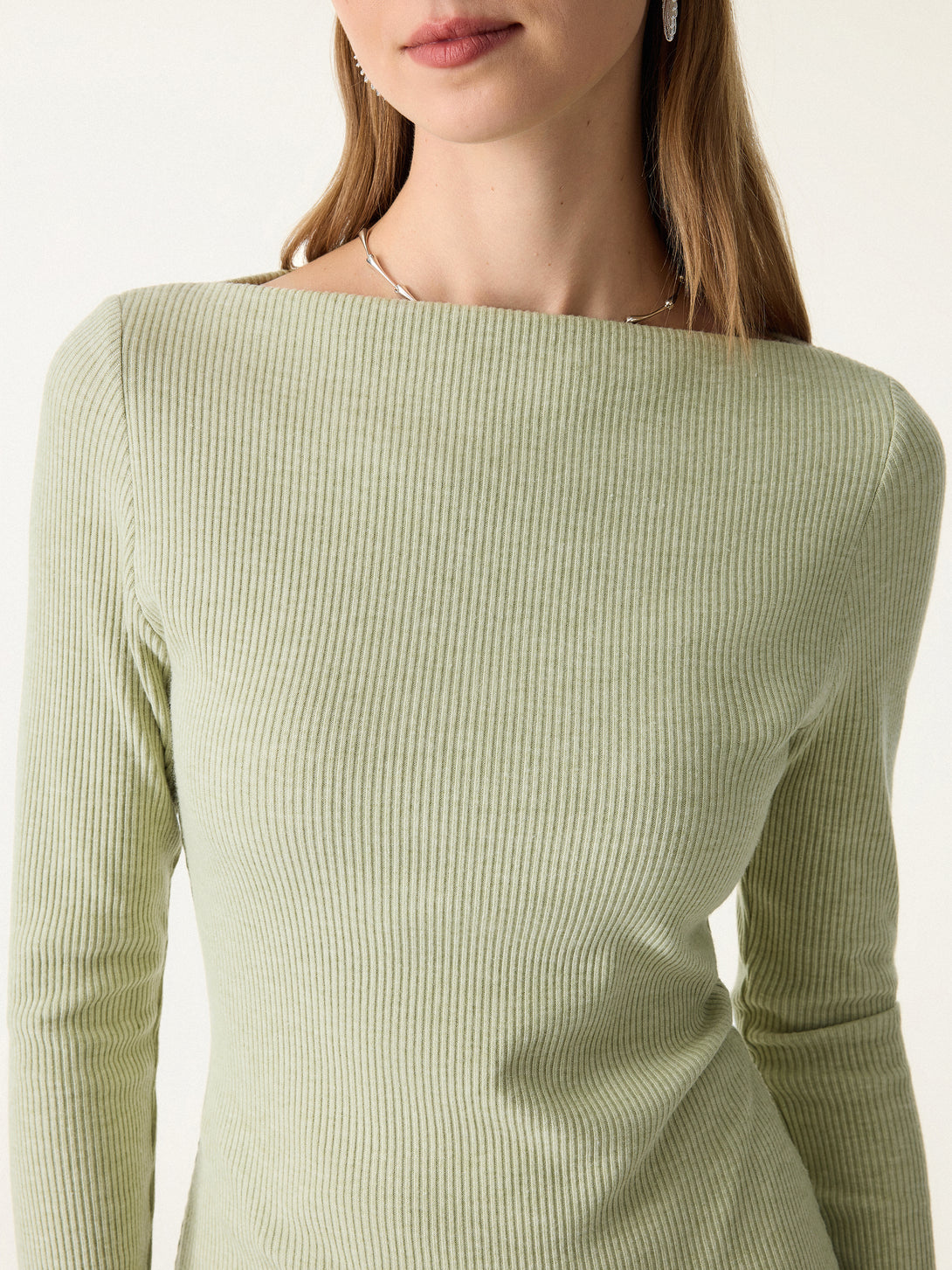 Ribbed Boatneck Long Sleeve Brami