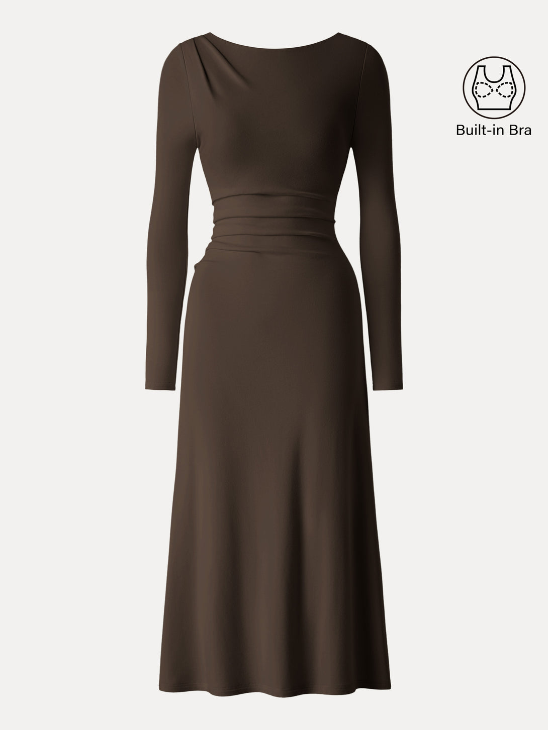 ProWarm Slimming Boatneck Tucked Midi Brami Dress Espresso XS