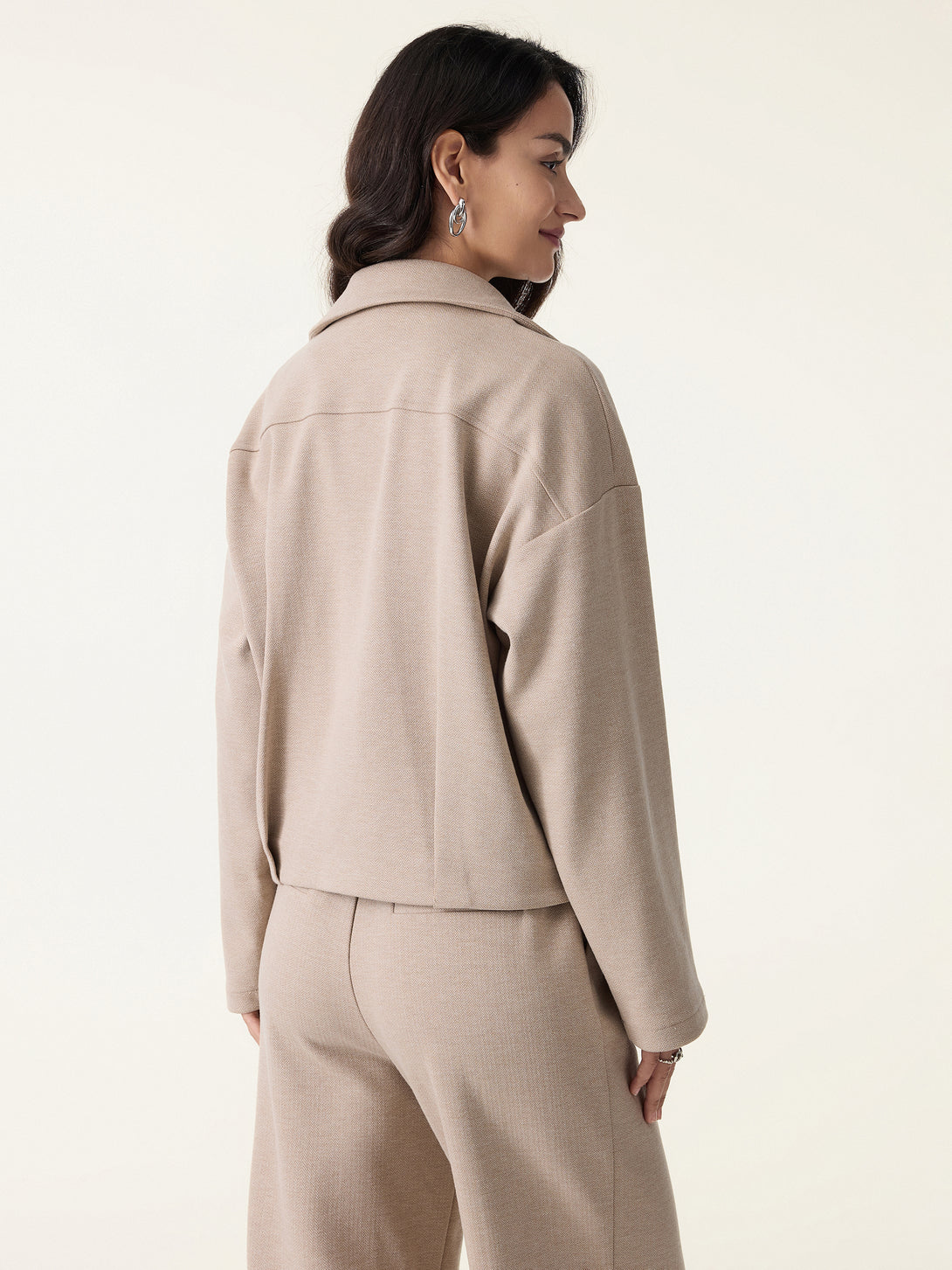 Herringbone Textured Full Zip Jacket