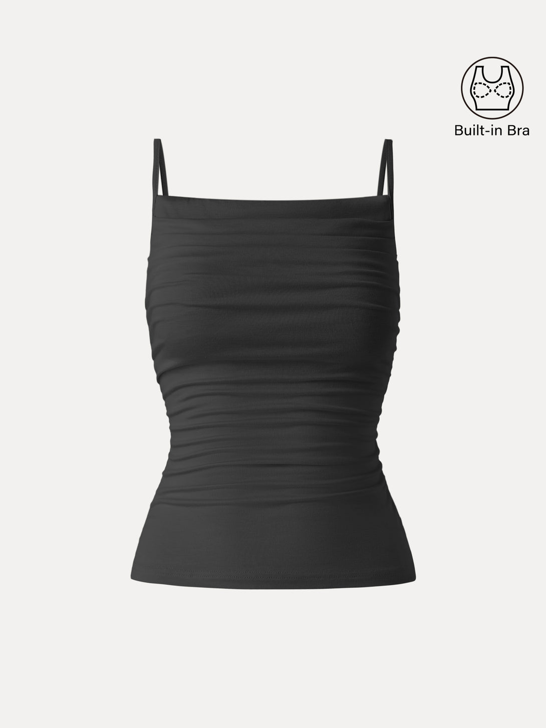 Adjustable Spaghetti Straps Side Ruched New Airy Brami Black XS