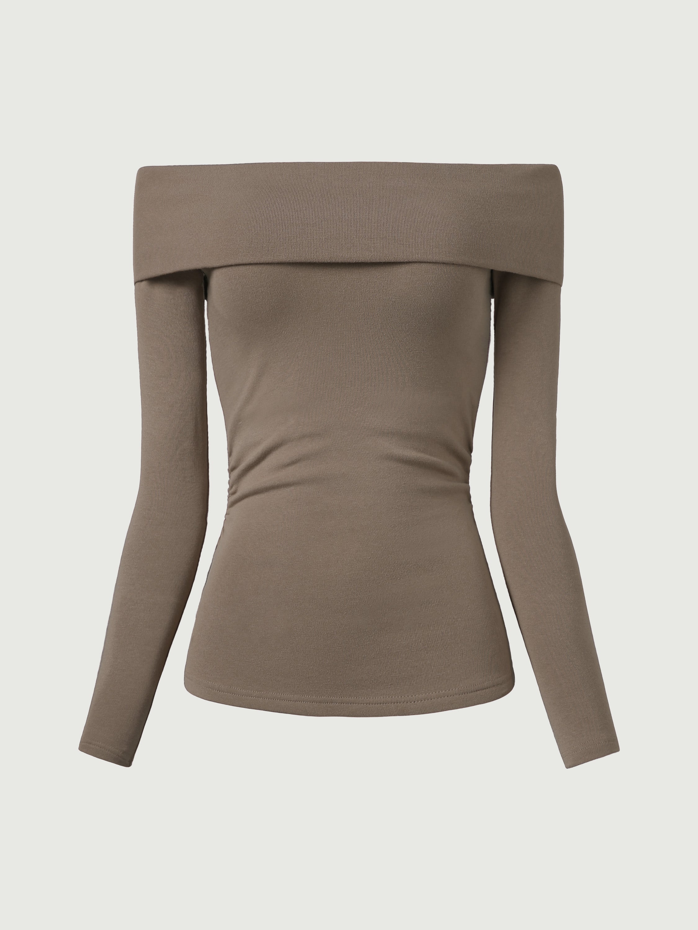 Eco-Mousse® Long-Sleeve Off-The-Shoulder Brami Top - Mocha