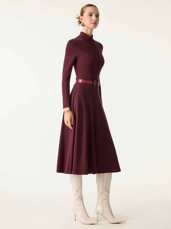 OGLmove ProWarm Mockneck Midi Built-In Bra Dress with Pockets