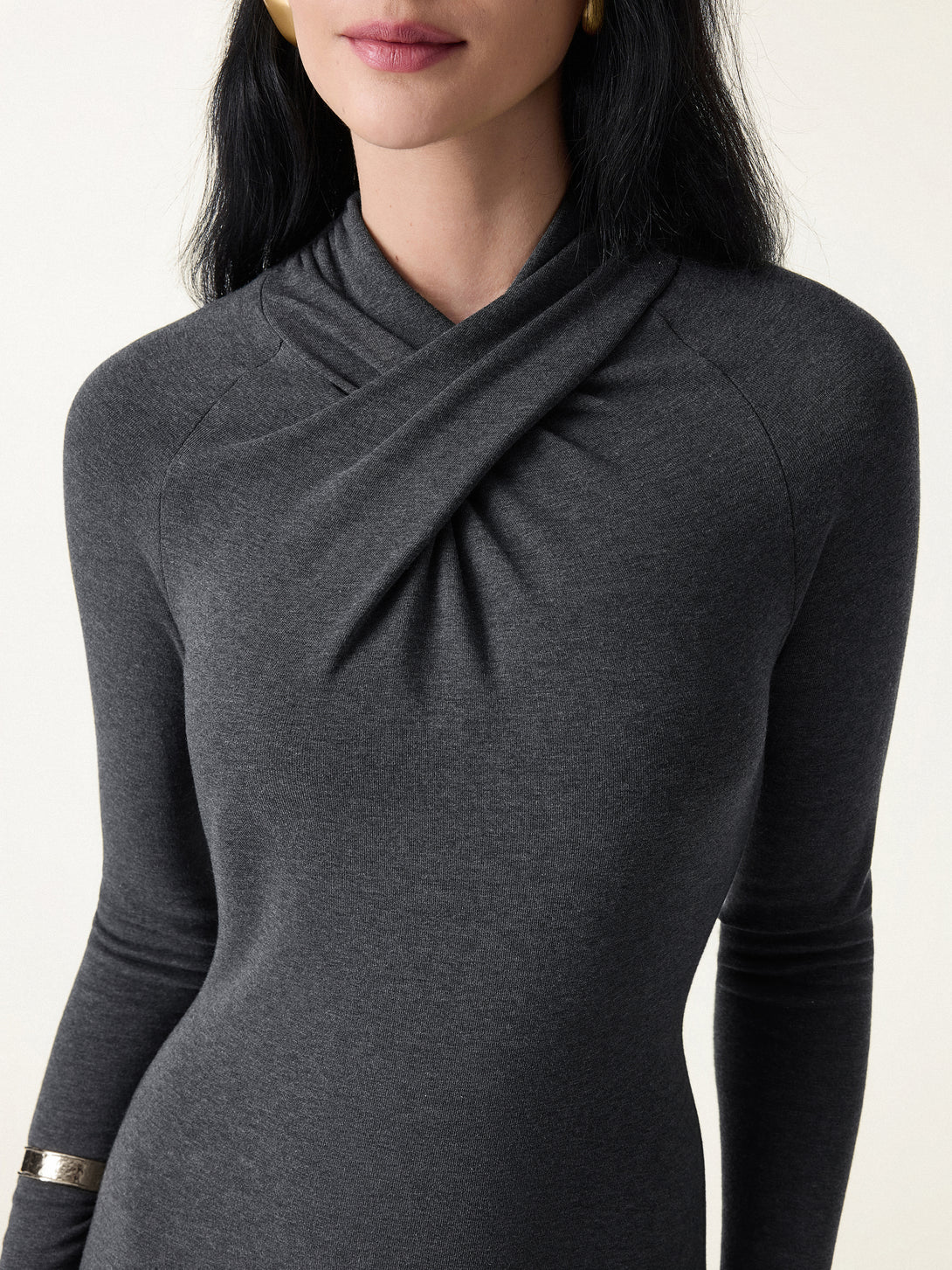 ProWarm Twisted Mockneck Midi Dress