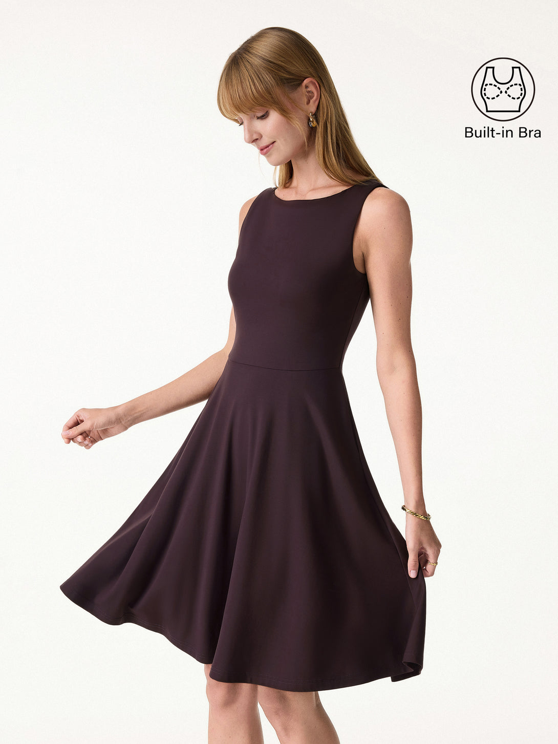 stretchy fit and flare dress Flare Dress with Elastic Waist