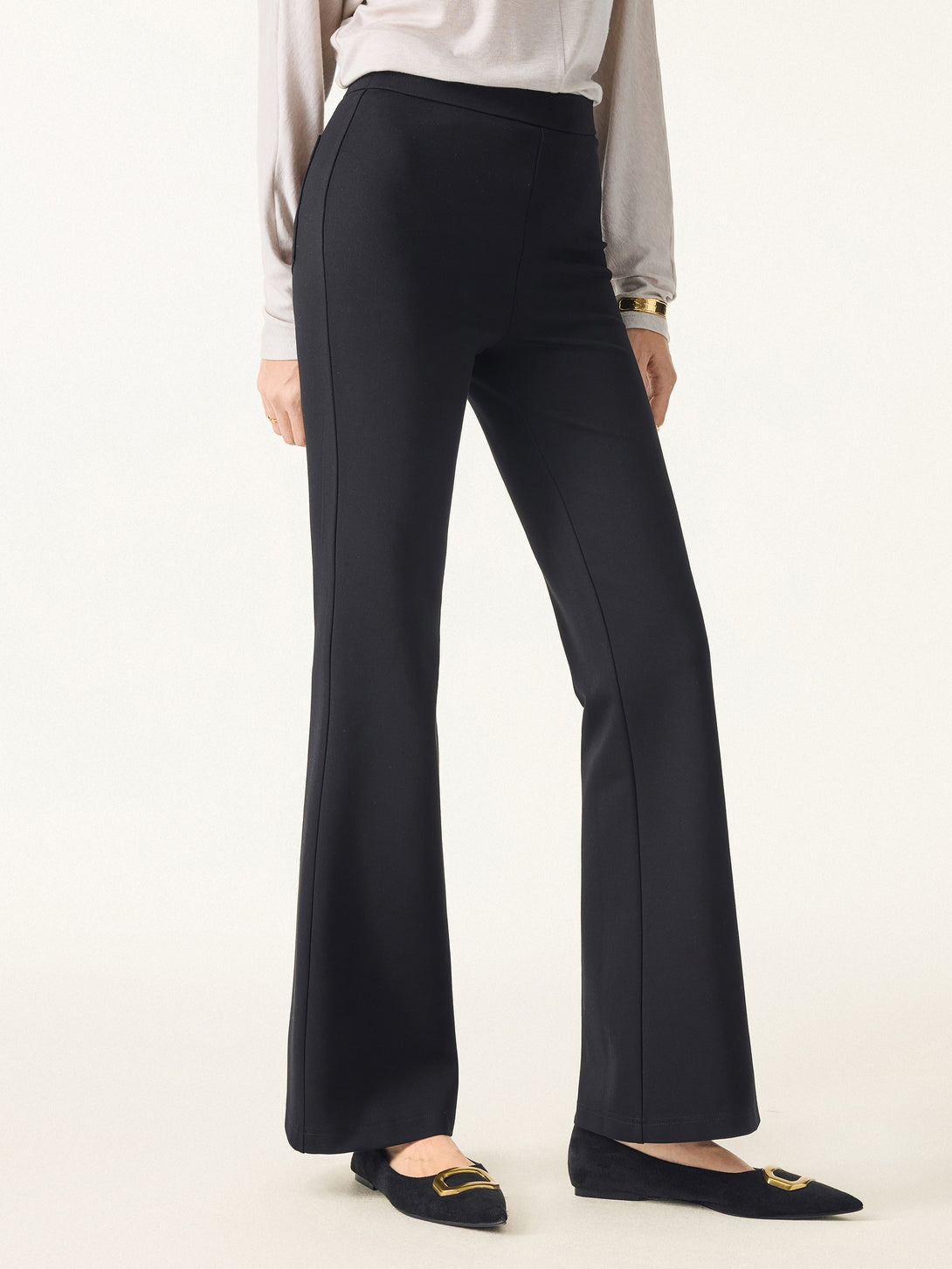 Slimming Ponte High Rise Pull-on Flared Pants