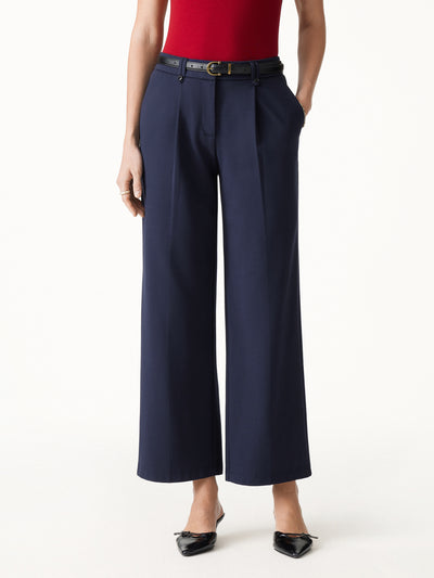 OGLmove Ponte Low-Rise Straight Leg Ankled Pants with Pockets Regular Navy