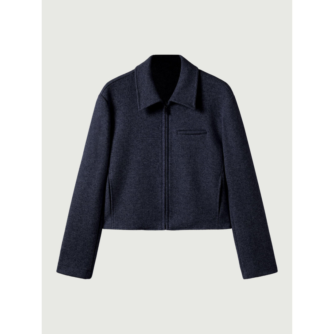 Full-Zip Cropped Jacket Black Navy S