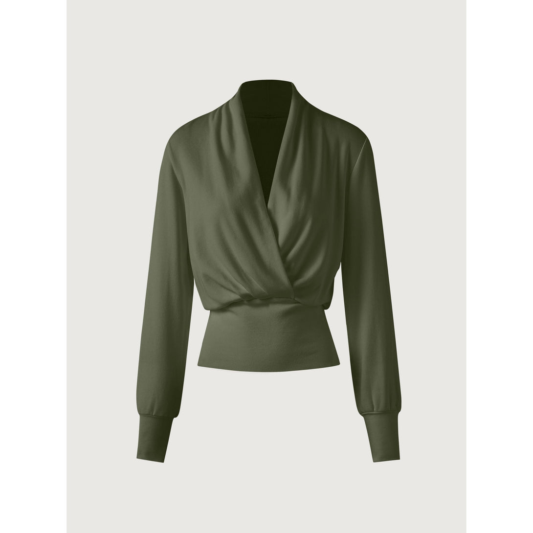Surplice Tuckable Top Deep Olive XS