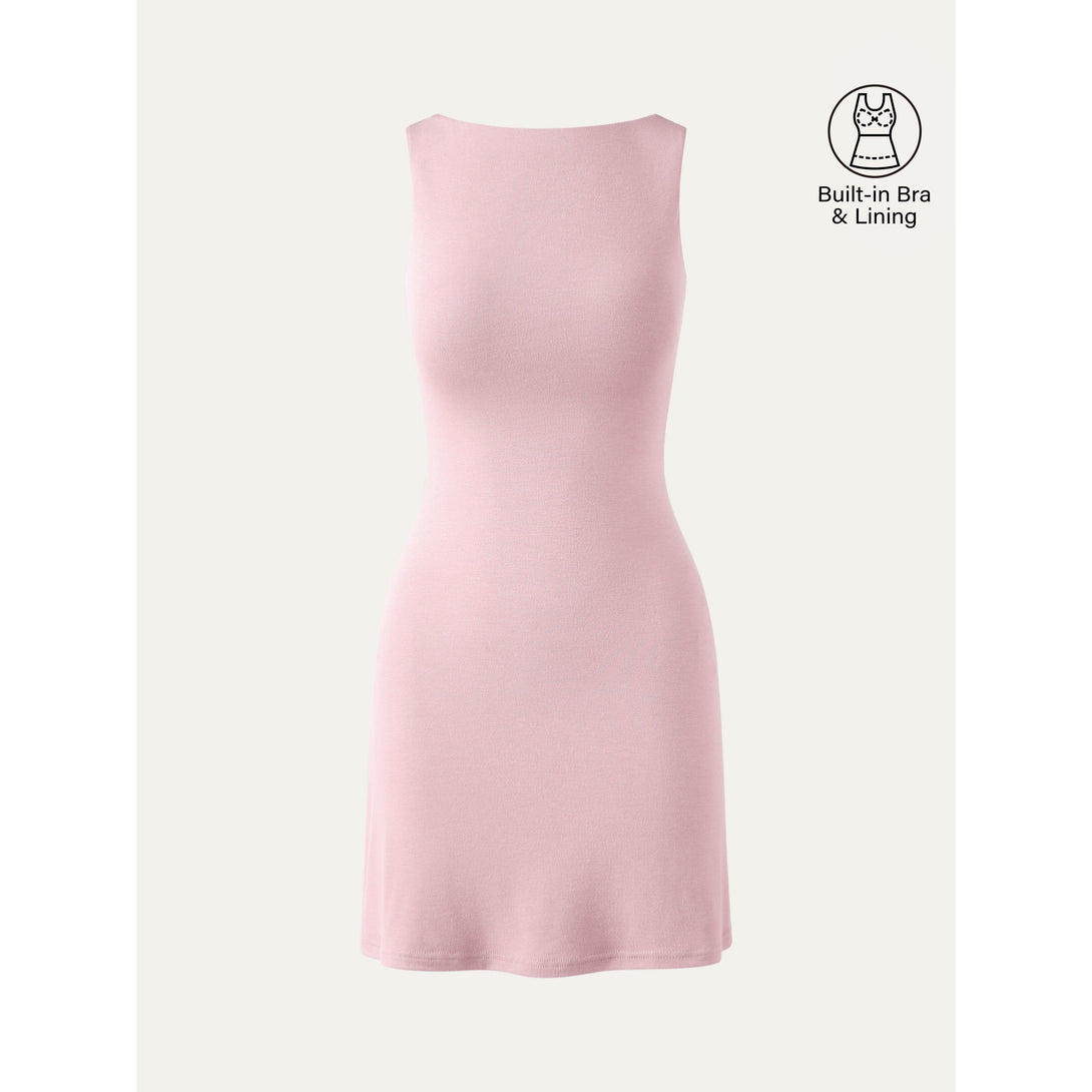Cooling Open Back Bandless Brami Mini Dress Light Pink S