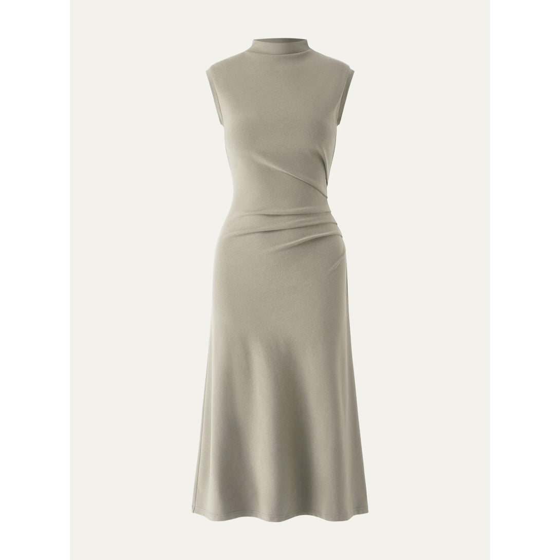 Mockneck Tucks Midi Dress Regular Roast Grey