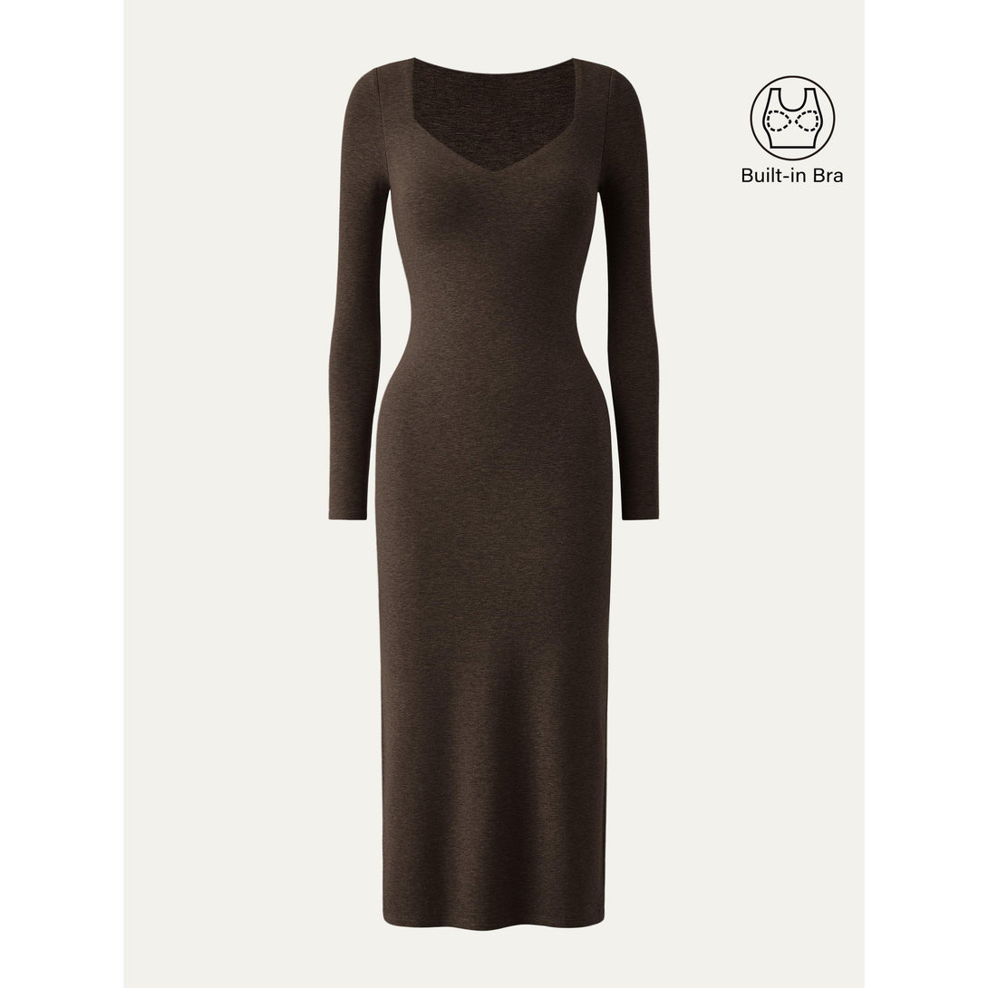 Sweetheart Neckline Midi Brami Dress Espresso XS