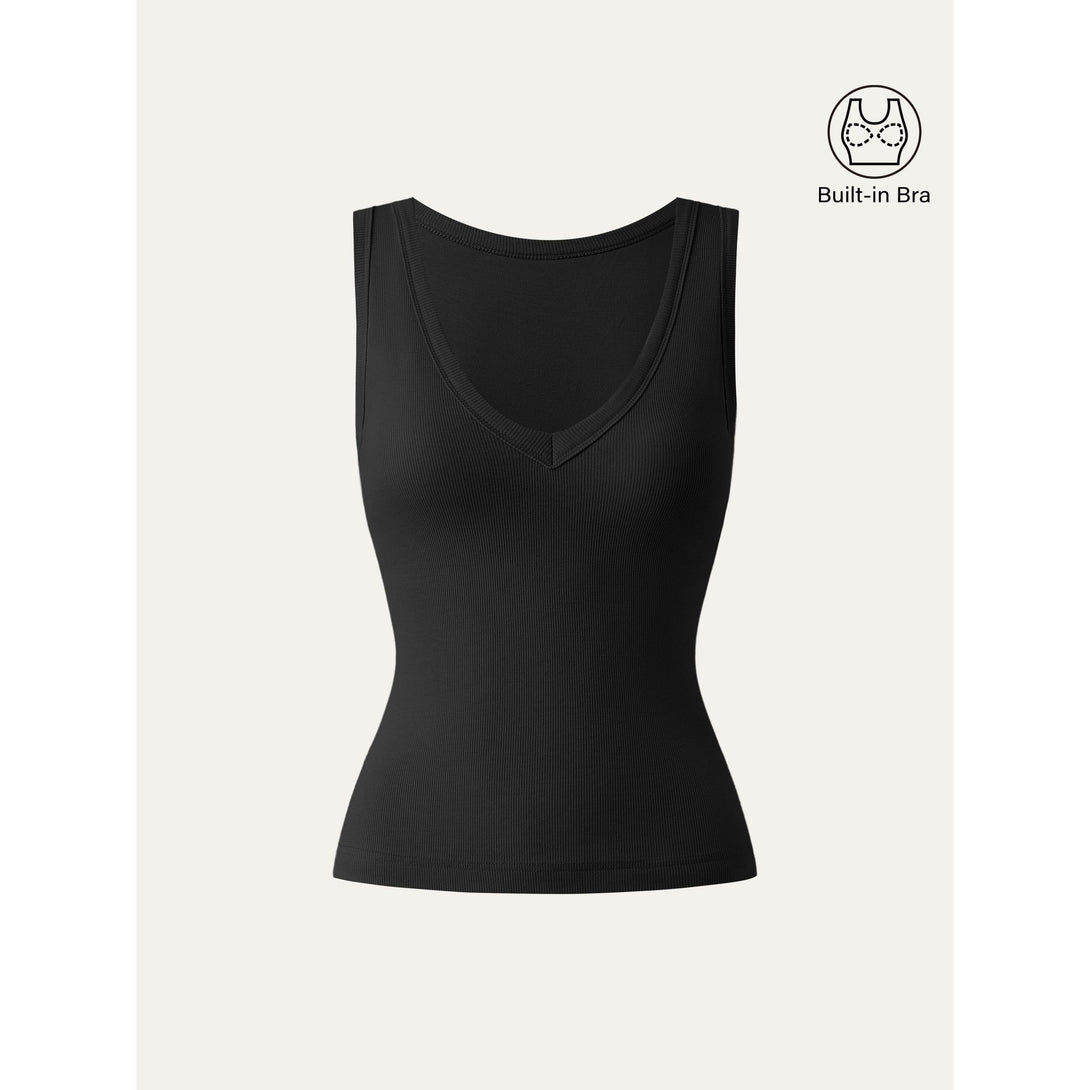 Stretchy V-neck Cotton New Airy Brami Tank Black XS