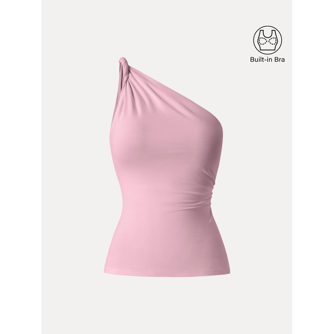 One Shoulder Twisted Brami Tank Rose Mauve S