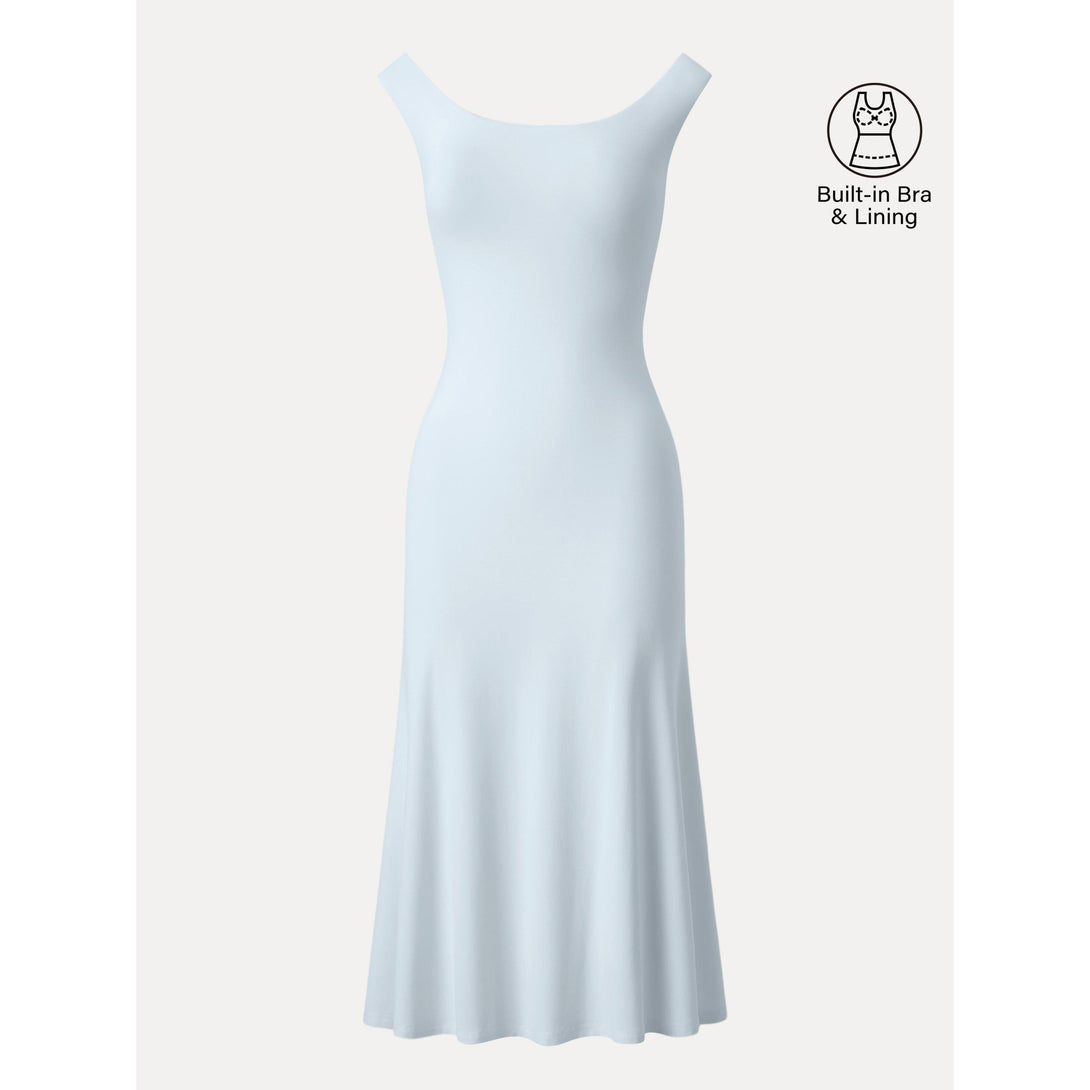 Scoop Neck Midi Low Back Brami Dress Sky Glass XS