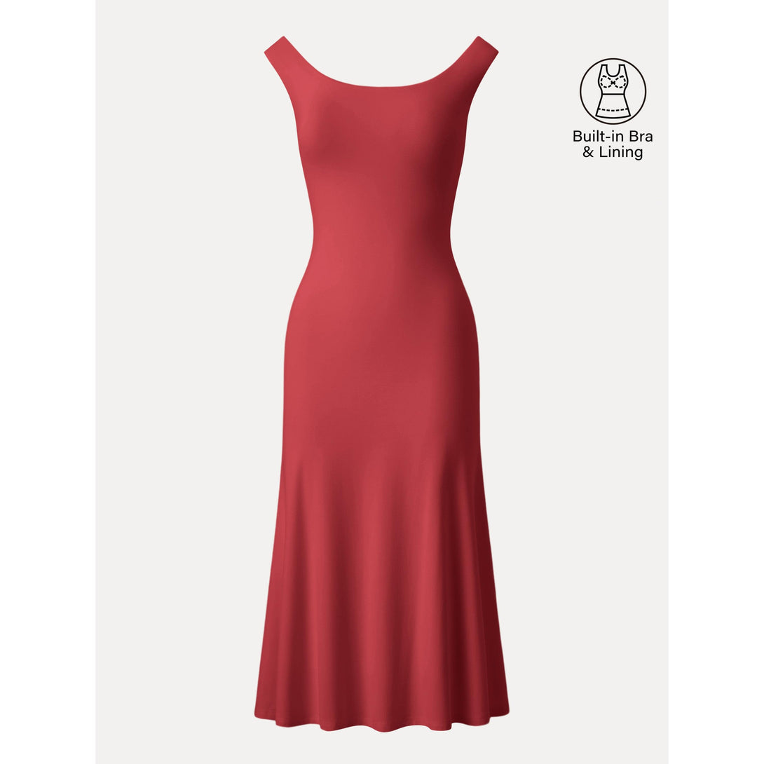 Scoop Neck Midi Low Back Brami Dress