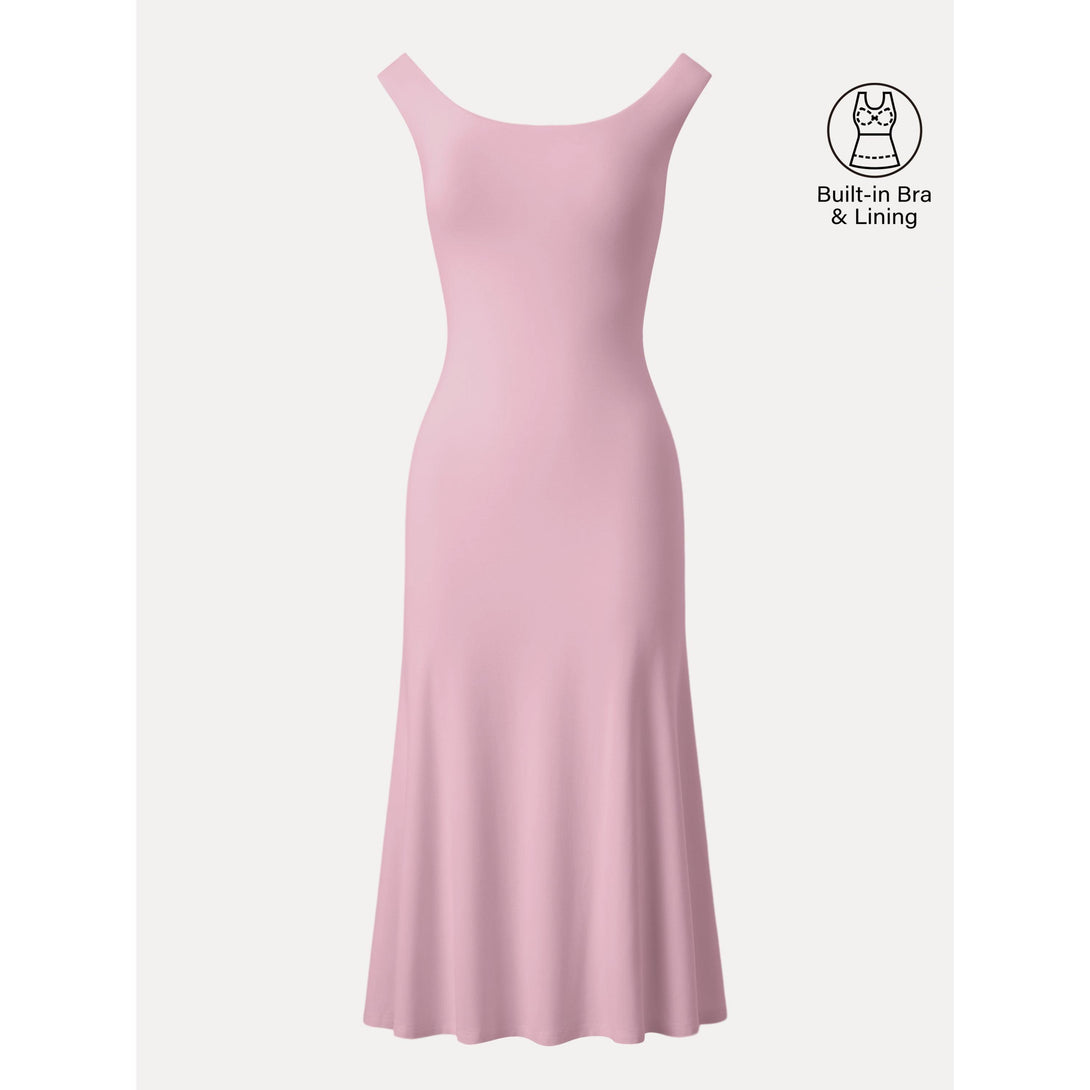 Scoop Neck Midi Low Back Brami Dress Rose Mauve XS