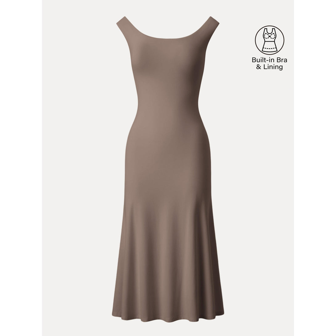 Scoop Neck Midi Low Back Brami Dress Iced Mocha XS
