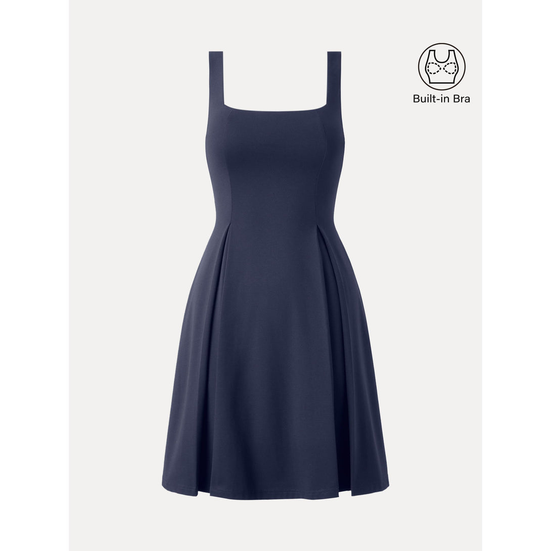 Square Neck Fit-and-flare Mini Brami Dress Midnight Navy XS