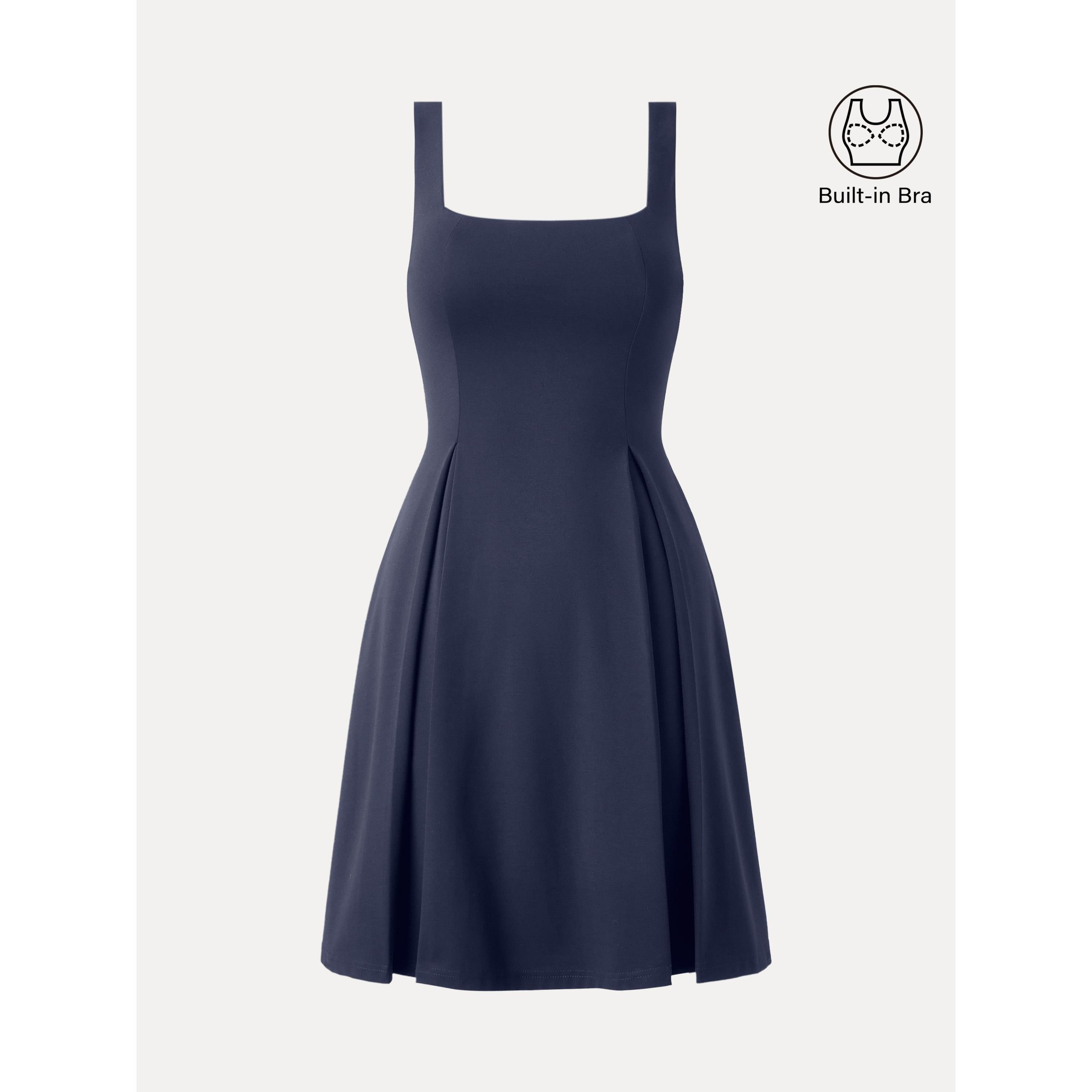 Square Neck Fit flare Mini Bra Dress
