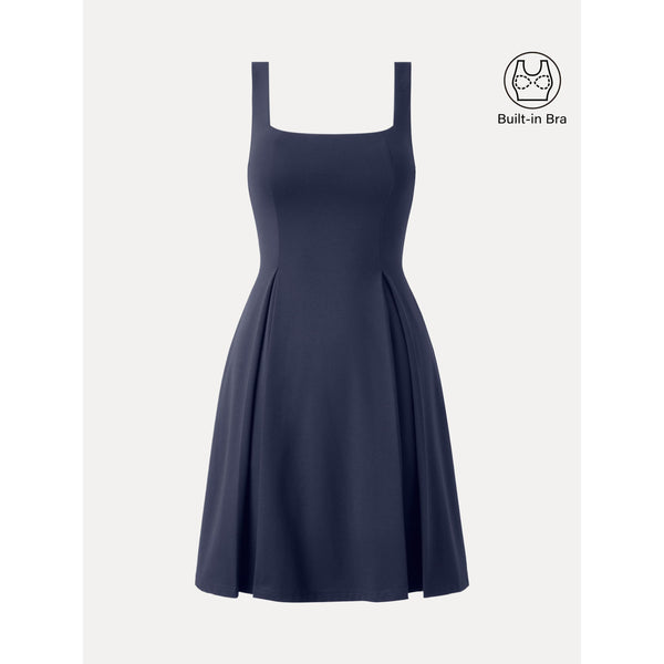 OGLmove Square Neck Fit-and-flare Mini Bra Dress Midnight Navy XS