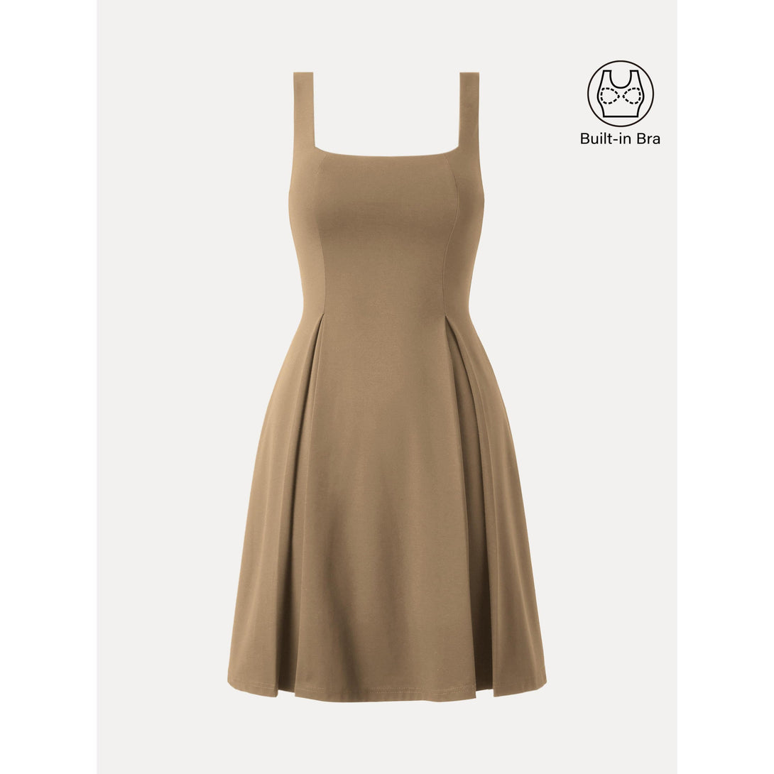 Square Neck Fit-and-flare Mini Brami Dress Umber S