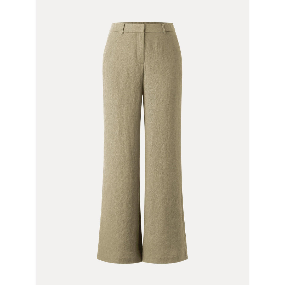 European Linen Mid Rise Flared Pant with Pockets Ecru XS