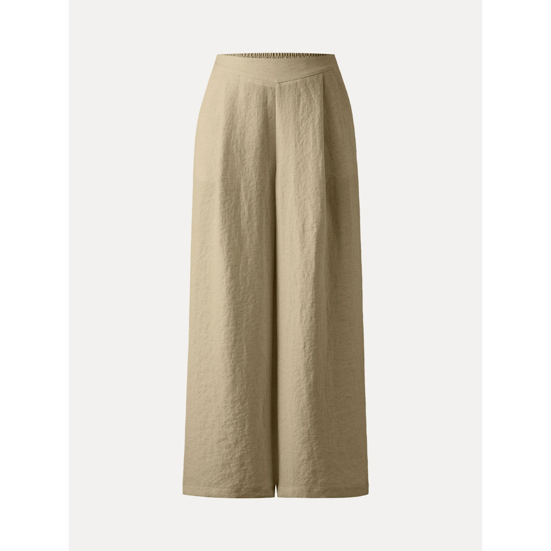 Breezy Linen Mid Rise Wide Leg Pant with Pockets Regular Ecru