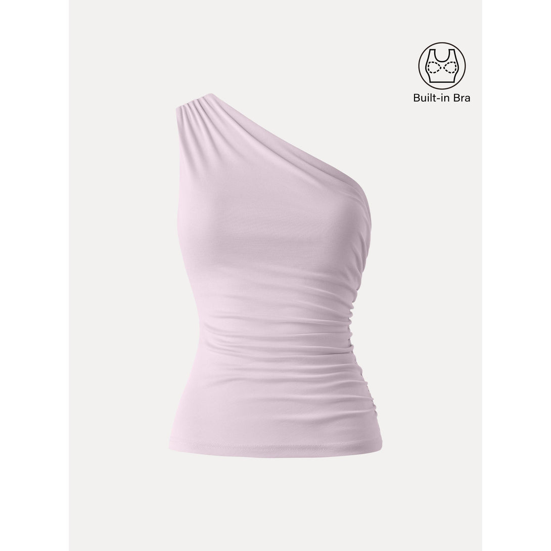 Sandwashed One Shoulder Ruched Brami Pale Lilac S